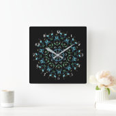 Turquoise Pearl Mandala Square Wall klok (Huis)