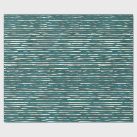 Turquoise Pearl Wavy Stripes Cadeaupapier (Vlak)