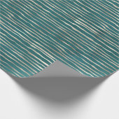 Turquoise Pearl Wavy Stripes Cadeaupapier (Hoek)