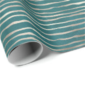Turquoise Pearl Wavy Stripes Cadeaupapier (Rol Hoek)