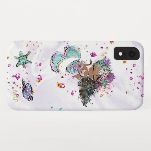 *~* Turquoise Pearls Gold Pink Glitter Mermaid Case-Mate iPhone Case (Achterkant (horizontaal))