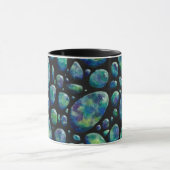Turquoise Pebbles Black Abstracte Mok (Midden)
