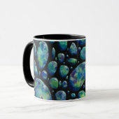 Turquoise Pebbles Black Abstracte Mok (Voorkant links)