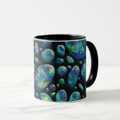 Turquoise Pebbles Black Abstracte Mok (Voorkant rechts)