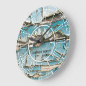 Turquoise Peeling Wood Beach House Roman Numeral Grote Klok (Hoek)