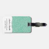 Turquoise Peony Pattern Bagagelabel (Achterkant horizontaal)