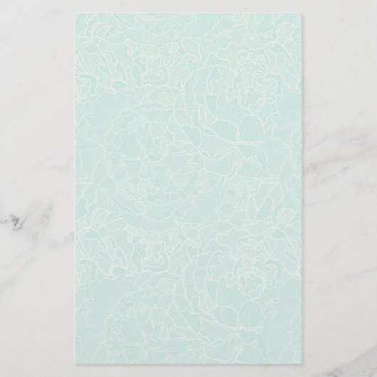 Turquoise Peony Pattern Briefpapier (Voorkant)