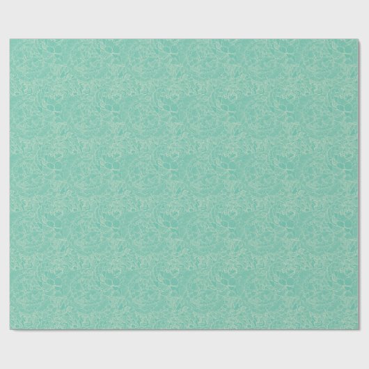 Turquoise Peony Pattern Cadeaupapier (Vlak)
