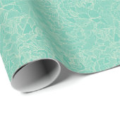 Turquoise Peony Pattern Cadeaupapier (Rol Hoek)