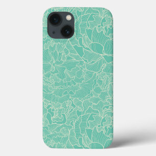 Turquoise Peony Pattern Case-Mate iPhone Case