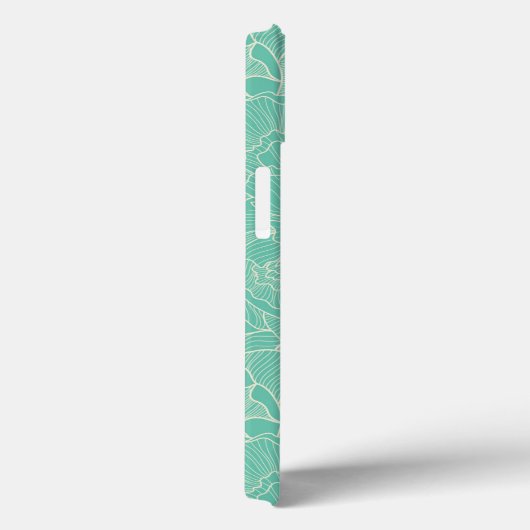 Turquoise Peony Pattern Case-Mate iPhone Case (Achterkant / Rechts)