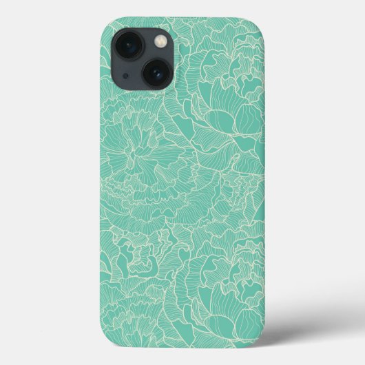 Turquoise Peony Pattern Case-Mate iPhone Case (Achterkant)