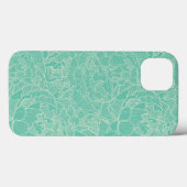 Turquoise Peony Pattern Case-Mate iPhone Case (Achterkant (horizontaal))