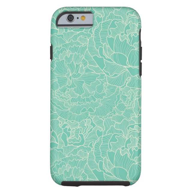 Turquoise Peony Pattern Case-Mate iPhone Case (Achterkant)