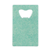 Turquoise Peony Pattern Creditkaart Flessenopener (Achterkant)