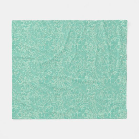 Turquoise Peony Pattern Fleece Deken (Voorkant (Horizontaal))