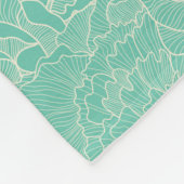 Turquoise Peony Pattern Fleece Deken (Hoek)