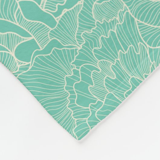 Turquoise Peony Pattern Fleece Deken (Hoek)