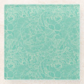 Turquoise Peony Pattern Glazen Onderzetter (Voorkant)