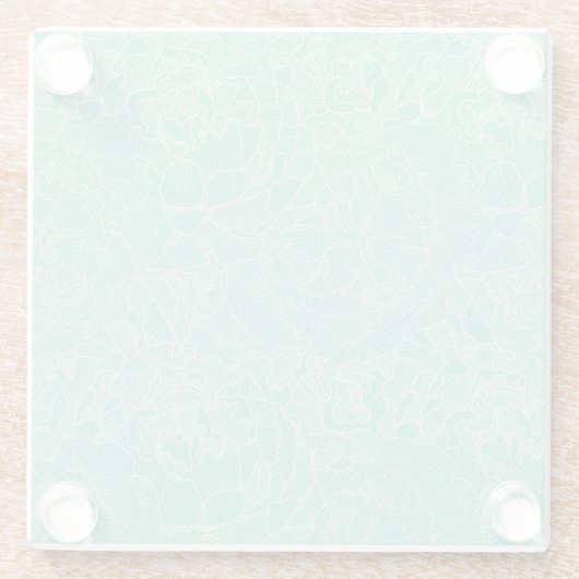 Turquoise Peony Pattern Glazen Onderzetter (Achterkant)