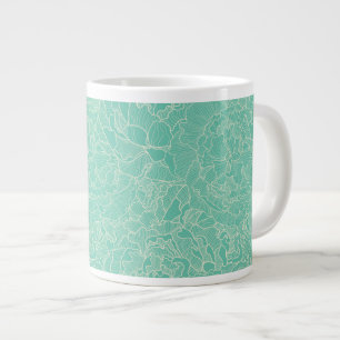 Turquoise Peony Pattern Grote Koffiekop