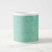Turquoise Peony Pattern Grote Koffiekop (Voorkant)