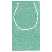 Turquoise Peony Pattern Klein Cadeauzakje (Achterkant)