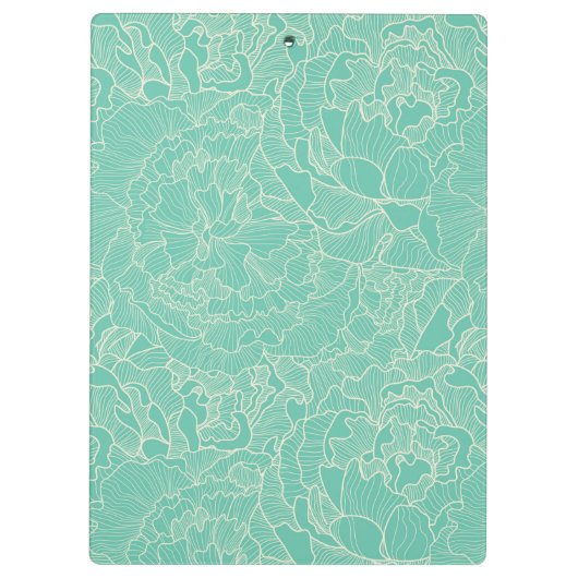 Turquoise Peony Pattern Klembord (Achterkant)