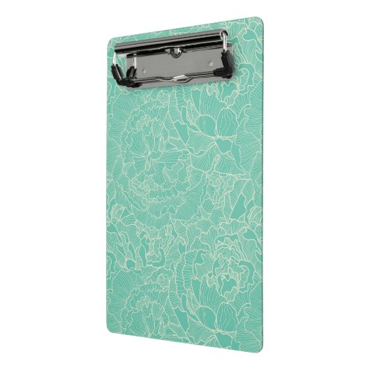 Turquoise Peony Pattern Mini Klembord (Angled2)