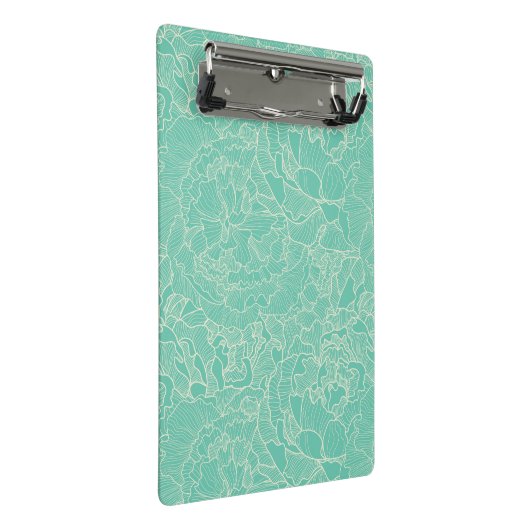 Turquoise Peony Pattern Mini Klembord (Schuin)