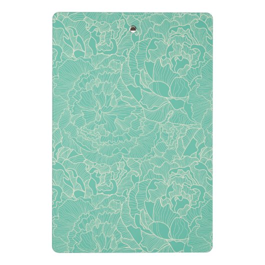 Turquoise Peony Pattern Mini Klembord (Achterkant)