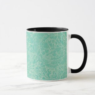Turquoise Peony Pattern Mok