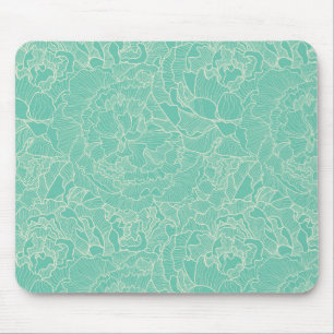 Turquoise Peony Pattern Muismat