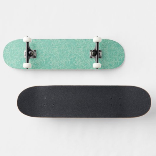 Turquoise Peony Pattern Persoonlijk Skateboard (Horizontaal)