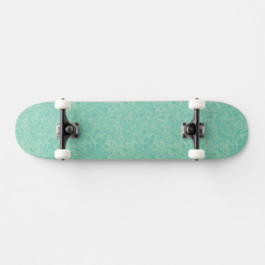 Turquoise Peony Pattern Persoonlijk Skateboard (Horizontaal)