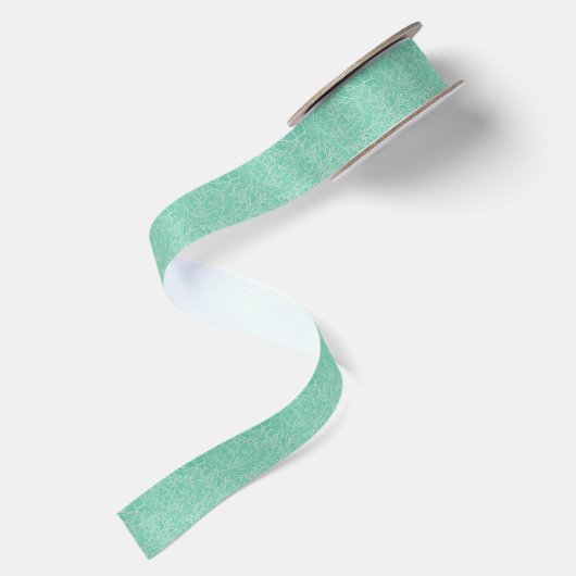 Turquoise Peony Pattern Satijnen Lint (Achterkant)