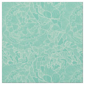 Turquoise Peony Pattern Stof (Close Up)
