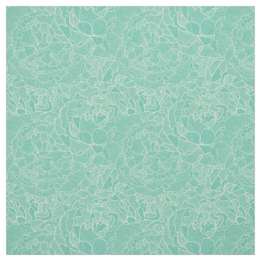Turquoise Peony Pattern Stof (Swatch)