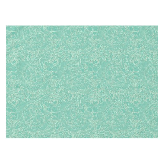 Turquoise Peony Pattern Tafelkleed (Voorkant (Horizontaal))