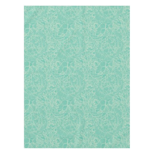 Turquoise Peony Pattern Tafelkleed (Voorkant)