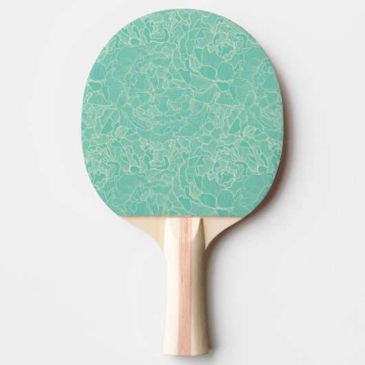 Turquoise Peony Pattern Tafeltennisbatje (Voorkant)