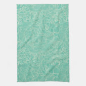 Turquoise Peony Pattern Theedoek (Verticaal)