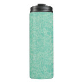 Turquoise Peony Pattern Thermosbeker (Voorkant)