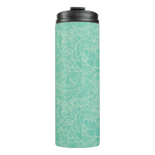 Turquoise Peony Pattern Thermosbeker
