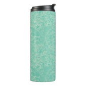 Turquoise Peony Pattern Thermosbeker (Gedraaid links)