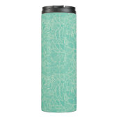 Turquoise Peony Pattern Thermosbeker (Achterkant)