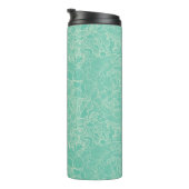 Turquoise Peony Pattern Thermosbeker (Geroteerd rechts)