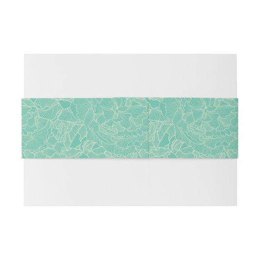 Turquoise Peony Pattern Uitnodigingen Wikkel (Achterkant Voorbeeld)