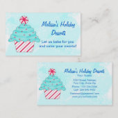 Turquoise, Peppermint Chrismas Cupcake Baking Visitekaartje (Voorkant / Achterkant)