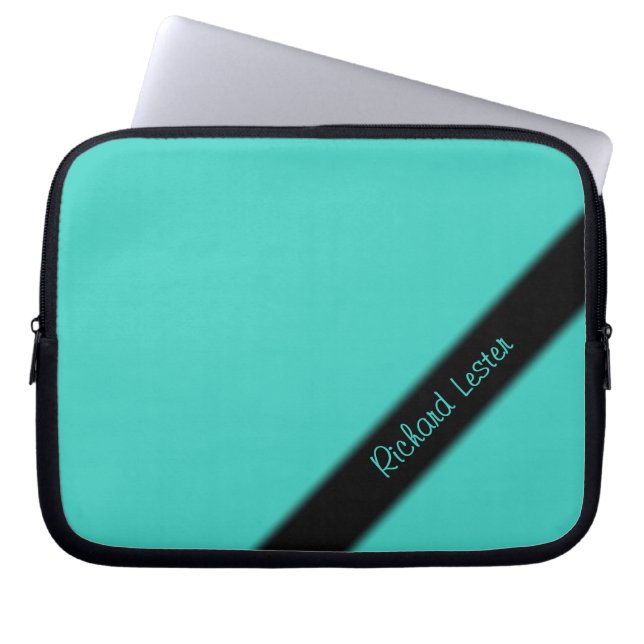 Turquoise Personal Laptop Sleeve (Voorkant)